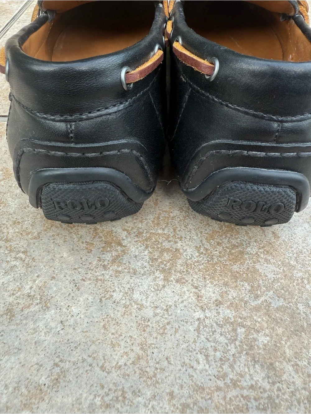 Polo Ralph Lauren men's Roberts driving moccasins in black leather.